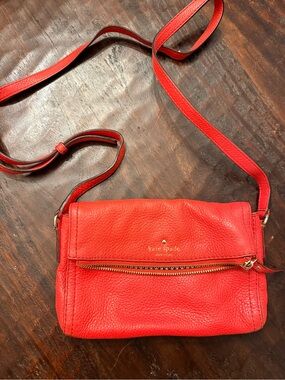 kate spade Red Leather Pebbled Crossbody Bag